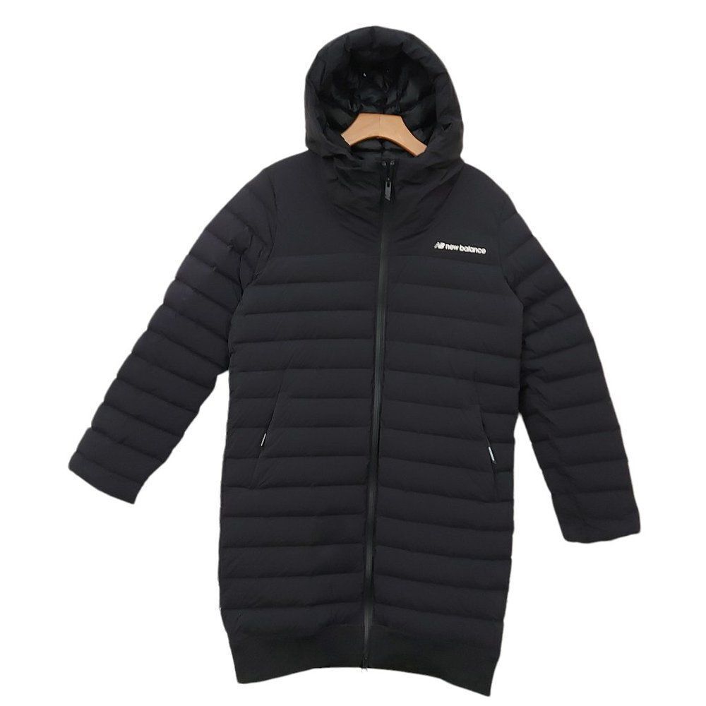 New Balance Puffer Long Jacket Womens Small Black Hooded Down Filled Outdoor